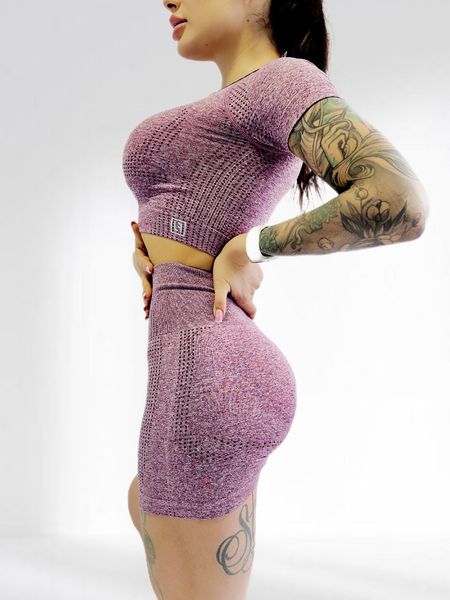 Костюм для фітнесу жіночий LILAFIT комплект шорти та топ фіолетовий розмір М LFT000021 фото