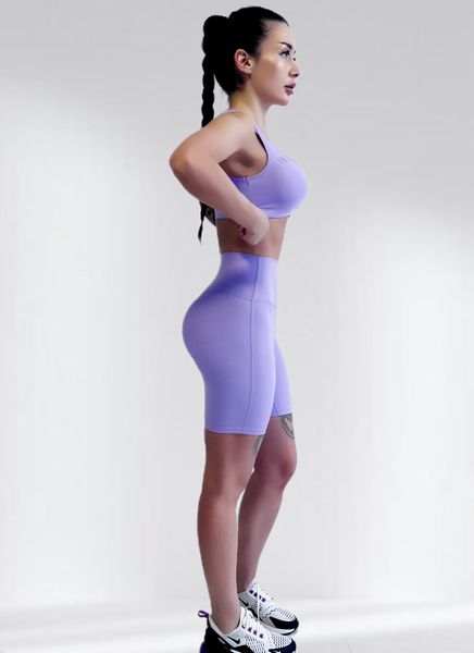 Костюм для фитнеса женский LILAFIT комплект шорты и топ ярко-лиловый розмір S LFT000022 фото