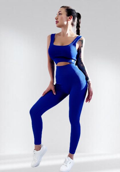 Костюм для фитнеса  женский LILAFIT комплект лосины и топ голубой размер S LFS000012 фото