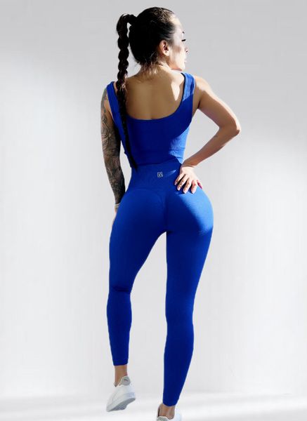 Костюм для фитнеса  женский LILAFIT комплект лосины и топ голубой размер S LFS000012 фото