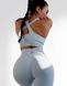 Костюм для фитнеса  женский LILAFIT комплект лосины пуш ап и топ светло-серый размер М LFS000047 фото 4