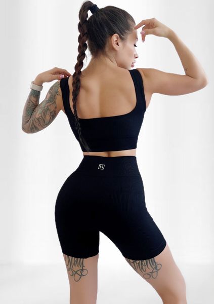 Костюм для фітнесу жіночий LILAFIT комплект шорти та топ чорний розмір S LFT000024 фото