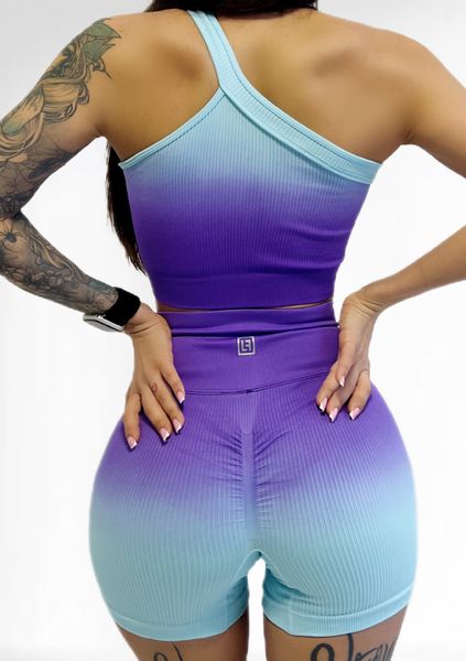 Костюм для фітнесу жіночий LILAFIT комплект шорти та топ фіолетовий градієнт розмір S LFT000026 фото