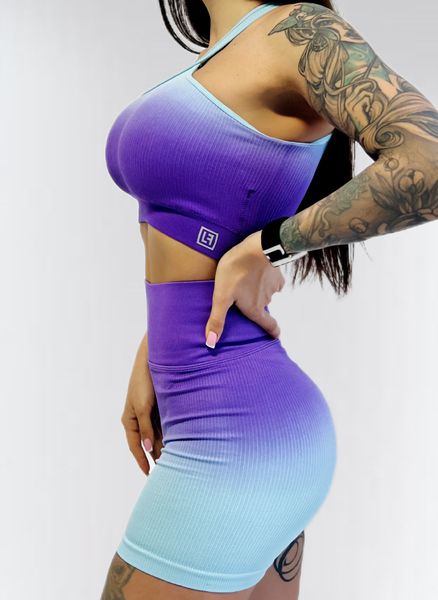 Костюм для фітнесу жіночий LILAFIT комплект шорти та топ фіолетовий градієнт розмір S LFT000026 фото