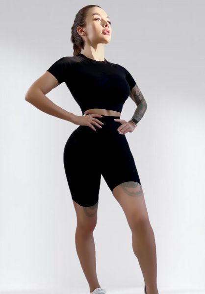 Костюм для фітнесу жіночий LILAFIT комплект шорти та топ чорний розмір М LFT000011 фото