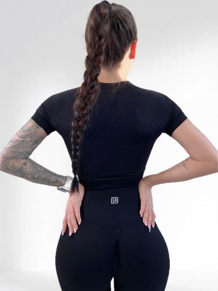 Костюм для фитнеса женский LILAFIT комплект шорты и топ черный размер S LFT000011 фото