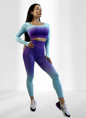 Костюм для фитнеса женский LILAFIT в рубчик фиолетовый градиент размер S LFS000068 фото