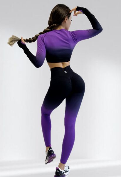 Костюм для фитнеса женский LILAFIT черно-фиолетовый градиент размер S LFS000017 фото