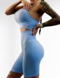 Костюм для фітнесу жіночий LILAFIT комплект шорти та топ блакитний розмір S LFT000012 фото