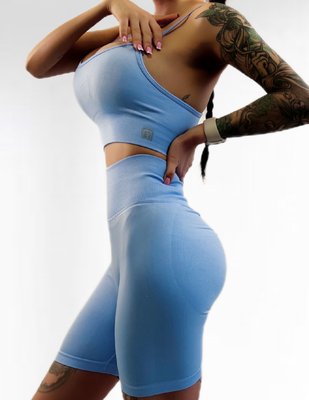 Костюм для фитнеса женский LILAFIT комплект шорты и топ голубой размер S LFT000012 фото