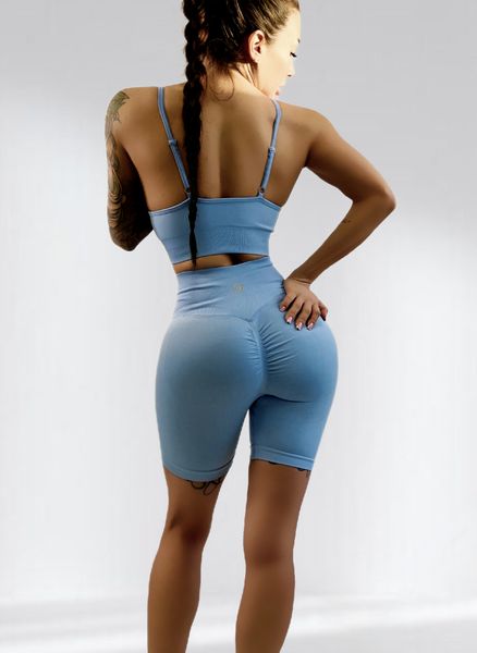 Костюм для фітнесу жіночий LILAFIT комплект шорти та топ блакитний розмір S LFT000012 фото