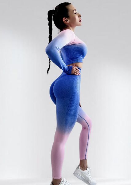 Костюм для фітнесу жіночий LILAFIT рожево-блакитний градієнт розмір S LFS000019 фото