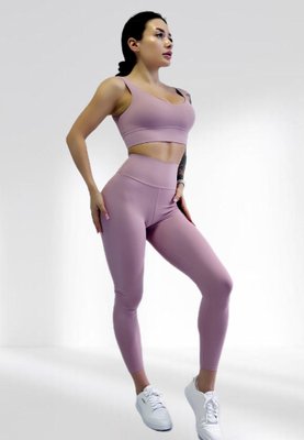 Костюм для фитнеса женский LILAFIT комплект лосины пуш ап и топ темно-розовый размер S LFS000054 фото