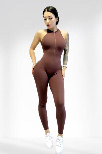 Спортивный комбинезон женский LILAFIT для гимнастики йоги фитнеса коричневый размер S LFJ000013 фото