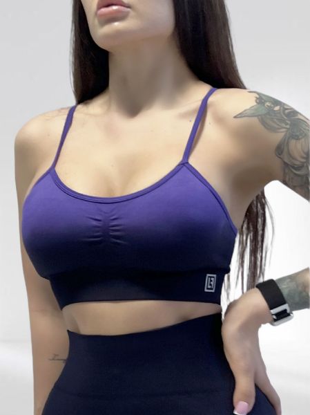 Костюм для фитнеса женский LILAFIT комплект лосины пуш ап и топ черно-фиолетовый размер S LFS000039 фото