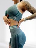 Костюм для фитнеса женский LILAFIT комплект шорты и топ изумрудный размер S LFT000017 фото